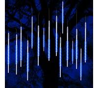 Vikdio Luces de Navidad al aire libre, Luces de Lluvia de Meteoros 50cm 10 Tubos Espirales 540 LEDs Longitud 3.15m, Luces de Icicle Impermeables para Decoración Navideña Exterior, Azul