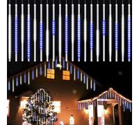 Vikdio Luces de Navidad al Aire Libre, Meteoros 20 Tubos Espirales (50cm 1080 LEDs) 6.65m, Icicle Impermeables para Decoración Navideña Exterior, Blanco-Azul