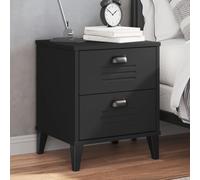 VIKEN Nightstand with 2 Drawers, Black Engineered Wood Bedside Table for Bedroom & Living Room, Industrial Style End Table with Smooth Surface, Durable Storage Cabinet, Easy to Clean & Assemble