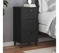VIKEN Nightstand with 3 Drawers, Black Engineered Wood Bedside Table for Bedroom, Industrial Style End Table with Wall Mounting Kit, Compact Storage Cabinet 40x35x80cm