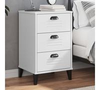 VIKEN White Engineered Wood Nightstand with 3 Drawers, Modern Industrial Bedside Table for Bedroom & Living Room, Sturdy Storage Cabinet with Smooth Surface, Easy to Wall Mountable (40x35x65cm)