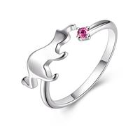 VIKI LYNN Anillo de gato con circonita cúbica de plata de ley y anillos ajustables abiertos para mujer, Plata de ley 925 Circonita cúbica Chapado en oro de 19 quilates, Cubic Zirconia