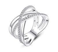 VIKI LYNN Anillo de plata de ley 925 con circonita cúbica de 12 mm para mujer, Plata de ley Circonia cúbica, Zirconia cúbica