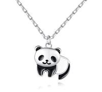 VIKI LYNN Collar con colgante de panda de resina de plata de ley 925 para mujeres y niñas A, resina de plata de ley 925 bañada en oro de 18 quilates de resina