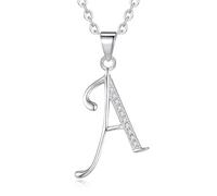 VIKI LYNN Collar Inicial con Colgante Letra A y zircon925 Plata de Ley Regalo para Mujeres