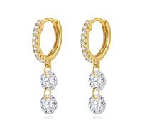 VIKI LYNN Pendientes de aro chapados en oro de 18 quilates de plata de ley S925 para mujer, aretes colgantes de circonita cúbica 5A, hipoalergénicos, simples, largos, colgantes, joyería de oro para