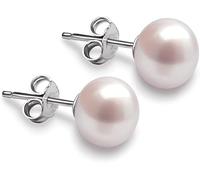 VIKI LYNN Pendientes de perlas para mujer, de 4,5 a 5 mm, de perlas cultivadas en agua dulce con tachuelas de plata de ley, joyería delicada para mujer, día de la madre, boda, día de San Valentín