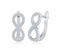 VIKILEE Pendientes Aro Mujer Plata de Ley 925 de Zirconia Infinito, Moda y Brillante de Infinito Nudo Aros para Pendientes Hipoalergénico, Pendientes Clip de Perforacion Joyas para Señora Niñas Plata