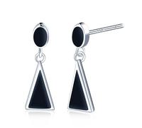 VIKILEE Pendientes mujer Plata de Ley 925 Negro Gotas Triángulo Geométrico Pendientes con hipoalergénico