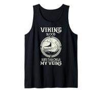 Viking Blood Nórdico Mitología Longship Guerrero Venas Cita Camiseta sin Mangas