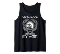 Viking Blood Nórdico Mitología Longship Guerrero Venas Cita Camiseta sin Mangas