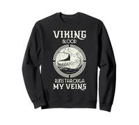 Viking Blood Nórdico Mitología Longship Guerrero Venas Cita Sudadera