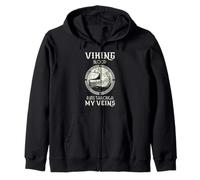 Viking Blood Nórdico Mitología Longship Guerrero Venas Cita Sudadera con Capucha
