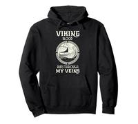 Viking Blood Nórdico Mitología Longship Guerrero Venas Cita Sudadera con Capucha