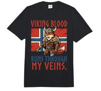 Viking Blood Runs Through My Veins Bandera de Noruega Escandinava Comfort Colors Adult Heavyweight T-Shirt