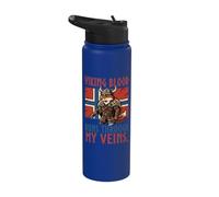 Viking Blood Runs Through My Veins Bandera de Noruega Escandinava Stainless Steel Insulated Water Bottle