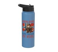 Viking Blood Runs Through My Veins Bandera de Noruega Escandinava Stainless Steel Insulated Water Bottle