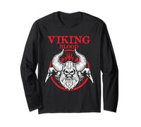 Viking Blood Skull Norse Warrior Raven Casco Arte Gráfico Manga Larga