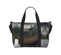 Viking Boat - Bolsa de viaje para mujer, bolsa de mano grande para fin de semana, bolsa de entrenamiento de gimnasio, bolsa de hospital para mamá, Black, Talla única