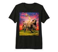 Viking Cat Riding Dinosaur Cat Humor Cats Lover Camiseta Premium