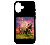Viking Cat Riding Dinosaur Cat Humor Cats Lover Carcasa para iPhone 16