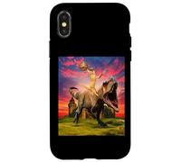 Viking Cat Riding Dinosaur Cat Humor Cats Lover Carcasa para iPhone X/XS