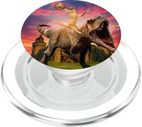 Viking Cat Riding Dinosaur Cat Humor Cats Lover PopSockets PopGrip para MagSafe