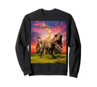 Viking Cat Riding Dinosaur Cat Humor Cats Lover Sudadera