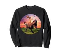 Viking Cat Riding Dinosaur Cat Humor Cats Lover Sudadera