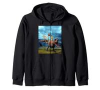 Viking Cat Riding Dinosaur Cat Humor Cats Lover Sudadera con Capucha