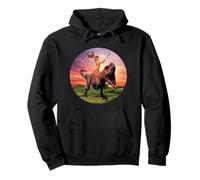 Viking Cat Riding Dinosaur Cat Humor Cats Lover Sudadera con Capucha