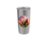 Viking Cat Riding Dinosaur Cat Humor Cats Lover Vaso térmico de acero inoxidable de doble pared