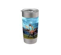 Viking Cat Riding Dinosaur Cat Humor Cats Lover Vaso térmico de acero inoxidable de doble pared