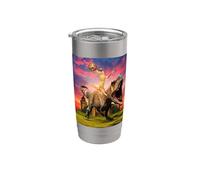 Viking Cat Riding Dinosaur Cat Humor Cats Lover Vaso térmico de acero inoxidable de doble pared