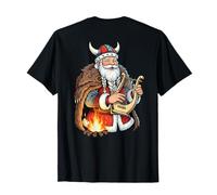 Viking Christmas Santa Claus Arpa Holiday Fire Cozy Design Camiseta