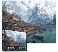 Viking Coast - Rompecabezas de 1000 piezas para adultos, rompecabezas artístico de fondo de montaña nevada, juegos desafiantes de actividades familiares, coloridos rompecabezas de manualidades para