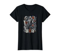 Viking God TYR Batalla Guerrero Lobos Runas Camiseta gráfica económica, Mujer, Negro, L