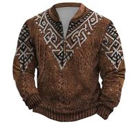 Viking Jersey Hombre Media Cremallera Sudadera Mitología Nórdica Jersey Vikingo Gótico Streetwear Medieval Vintage Jersey de Trabajo Cálida Camiseta de Manga Larga Vikings Tatuajes, 03 negro., XL