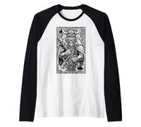Viking King of Clubs - Juego de Cartas de mitología de Guerrero nórdico Camiseta Manga Raglan