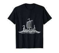 Viking Longship Ocean Waves, diseño marítimo nórdico Camiseta