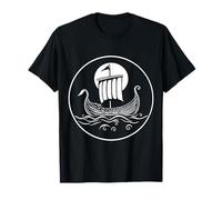 Viking Longship Símbolo Marítimo Nórdico Luna Llena Camiseta