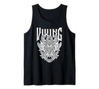 Viking Norse Warrior Casco Hacha Mitología Línea Arte Diseño Camiseta sin Mangas