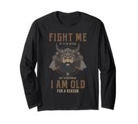 Viking Old Warrior Humor Norse Battle Fight Cita Arte Manga Larga