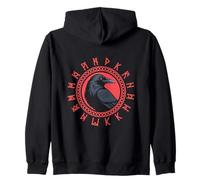 Viking Raven Odin Huginn Muninn Runic Circle Norse Mythology Sudadera con Capucha