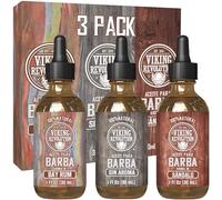 Viking Revolution - Aceite Barba Hombre Paquete de 3 - Aceites de Argan y Jojoba - Suaviza y Fortalece la Barba - Ron de Bahia, Sin Perfume y Aroma de Sandalo - 30 ml cada uno