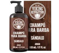 Viking Revolution Champú para barba con aceites de argán y jojoba, suaviza y fortalece, aroma a sándalo, champú de 17 onzas