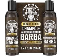 Viking Revolution Juego Champú y Acondicionador Para Barba con Aceites de Argán y Jojoba - Champú Barba de Hombre que Suaviza y Fortalece - Tabaco Dulce (2 x 150 ml)