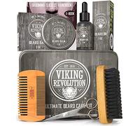 Viking Revolution Kit de Barba Para Hombre - Incluye Cepillo de Jabalí 100%, Peine de Madera, Bálsamo, Aceite, Tijeras de Metal y Caja - Regalos Originales Para Hombre - Regalo Hombre