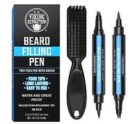 Viking Revolution Lápiz para Barba Hombre - Rellenador de Barba Resistente al Agua y de Larga Duración con Cepillo - Negro - Pack de 2 - 5 ml Cada Uno