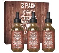 Viking Revolution Sandalwood Oil para Barba - Condicionador Natural con Argán y Jojoba - Suaviza, Fortalece y Humecta la Barba (3 Pack)